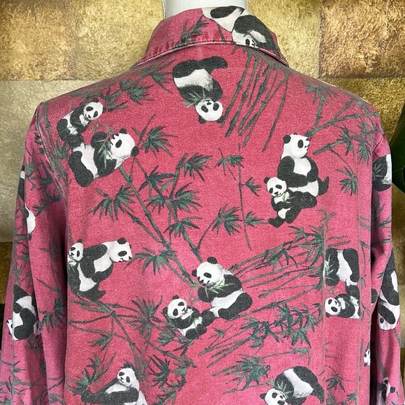 National Wildlife Federation Panda Pj Button Down 100% Cotton Night Gown Dress - Picture 9 of 13